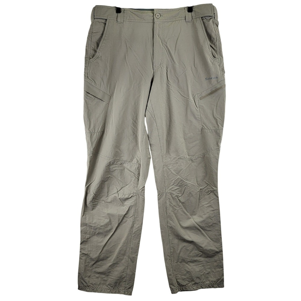 Simms Guide Series Fishing Pants Mens 38 Tan Outdoor Hiking Utility Quick Dry